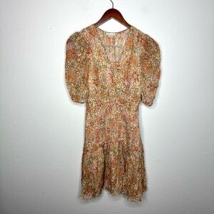 Shoshanna Aubrey Puff Sleeve‎ Smocked Mini Dress